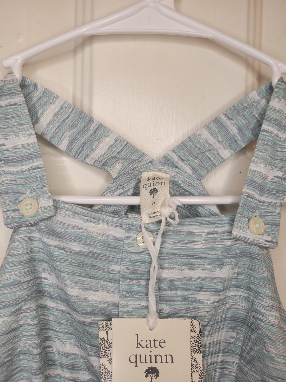 Kate Quinn Light Blue and Gray Striped Baby Romper - Picture 3 of 7